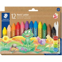 Staedtler Noris Junior, Crayons a la cire gros module, Specialement concus pour les enfants, etui carton recycle ave