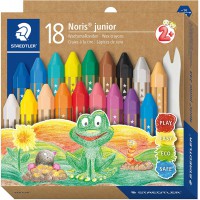 Staedtler Noris Junior, Crayons a la cire gros module, Specialement concus pour les enfants, etui carton recycle ave