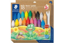 Staedtler Noris Junior, Crayons a la cire gros module, Specialement concus pour les enfants, etui carton recycle ave