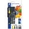 Staedtler Lumocolor, Set de 4 Marqueurs Permanents noir, jaune, resistants a l'eau, 60 BK-5