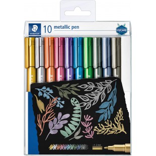 Staedtler Metallic Marker, Feutres metalliques a pointe ogive pour loisirs creatifs et ecriture stylisee, Encre pig