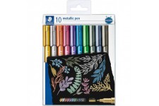 Staedtler Metallic Marker, Feutres metalliques a pointe ogive pour loisirs creatifs et ecriture stylisee, Encre pig