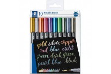 Staedtler Metallic Marker, Feutres metalliques a pointe pinceau pour loisirs creatifs et ecriture stylisee, Encre p