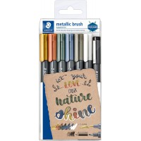 Staedtler Metallic Marker, Feutres metalliques a pointe pinceau pour loisirs creatifs et ecriture stylisee, Encre p