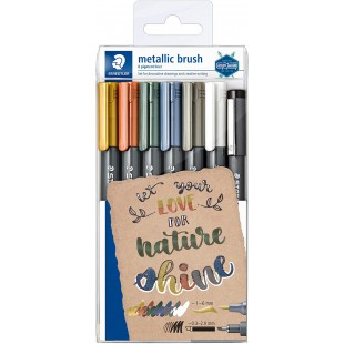 Staedtler Metallic Marker, Feutres metalliques a pointe pinceau pour loisirs creatifs et ecriture stylisee, Encre p