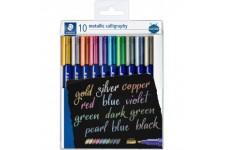 Staedtler Metallic Marker, Feutres metalliques a pointe biseau pour loisirs creatifs et ecriture stylisee, Encre pi