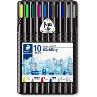 Staedtler Triplus Mobilite, Trousse portative tout-en-un pour le teletravail, etui chevalet avec feutres et stylos p