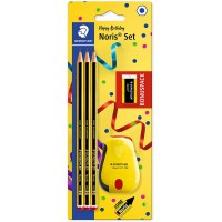 Staedtler Noris Anniversaire, Crayons a papier HB en bois de haute qualite, etui blister de 3 crayons HB avec taille