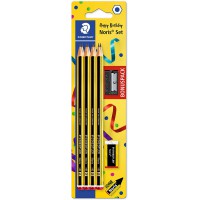 Staedtler Noris Anniversaire, Crayons a  papier HB en bois de haute qualite, etui blister de 8 crayons HB avec taille-crayon et 