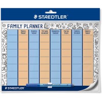 STAEDTLER Lumocolor Agenda familial hebdomadaire reutilisable effacable a  sec Format A4 avec stylo Lumocolor correctable F bleu