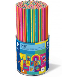 STAEDTLER Noris Happy - Crayons triangulaires a  rayures colorees - Haute resistance a  la rupture - Durete HB - 72 crayons dans