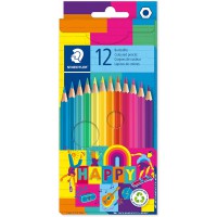 STAEDTLER Crayons de couleur Noris Happy avec des couleurs hautement pigmentees, forme hexagonale classique et mine douce, 12 cr