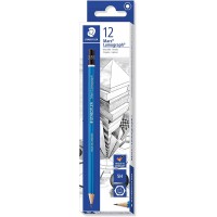 Staedtler Mars Lumograph, Crayons a papier 5H pour dessin technique et artistique, Boite en carton avec 12 crayons 