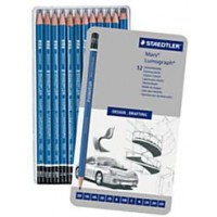 Staedtler Mars Lumograph, Crayons a papier de tres haute qualite pour ecriture et dessin artistique, Boite en metal 