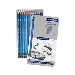 Staedtler Mars Lumograph, Crayons a papier de tres haute qualite pour ecriture et dessin artistique, Boite en metal 