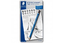 Staedtler Mars Lumograph, Crayons a  papier de tres haute qualite pour ecriture et dessin artistique, Boite en metal avec 12 cra