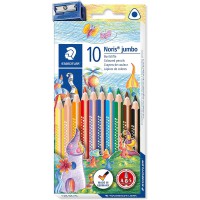Staedtler 128NC10 Pack de 10 Crayons de couleur triangulaires Assortis + Taille crayon