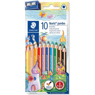 Staedtler 128NC10 Pack de 10 Crayons de couleur triangulaires Assortis + Taille crayon
