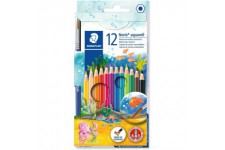 Staedtler Noris Aquarell, Crayons de couleur aquarellables avec systeme anti-casse, Utilisables a sec ou l'eau, etu
