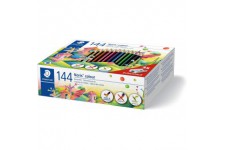 STAEDTLER - Noris colour 185 - Classpack carton 144 crayons de couleur assortis en bois upcycle + 3 taille-crayons 510 10 offert