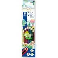 STAEDTLER - Noris Colour 185 - Crayons de couleur - Assortiment de 6 couleurs - Bois upcycle - â€Ž185 C6