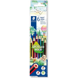 STAEDTLER - Noris Colour 185 - Crayons de couleur - Assortiment de 6 couleurs - Bois upcycle - â€Ž185 C6