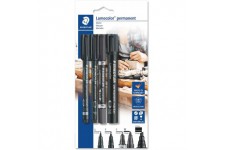 Staedtler Lumocolor - Blister 4 Marqueurs Permanents Noirs 310 Cds-9/ 318-9/ 348-9/ 350-9