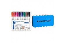 Staedtler Lumocolor 351, Marqueurs pour tableau blanc effacables a sec & Lumocolorwhiteboard 652 - Blister 1 Brosse 