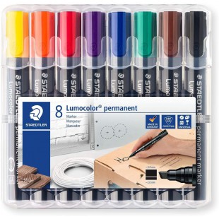 Staedtler Lumocolor Marqueur permanent a pointe biseautee, resistant a l'eau et aux frottements, sechage rapide, St