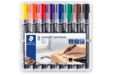 Staedtler Lumocolor Marqueur permanent a pointe biseautee, resistant a l'eau et aux frottements, sechage rapide, St