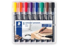 Staedtler 352 WP8 ST Lumocolor Set de 8 Feutres permanent pour surfaces pointe ogive 2 mm Lumineuses