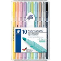 Staedtler Triplus Highlighter, Feutres surligneurs pastel a  pointe ogive de 1-4 mm, etui chevalet avec 10 surligneurs assortis,