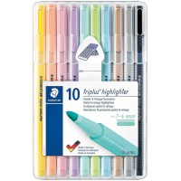 Staedtler Triplus Highlighter, Feutres surligneurs pastel a  pointe ogive de 1-4 mm, etui chevalet avec 10 surligneurs assortis,