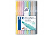 Staedtler Triplus Highlighter, Feutres surligneurs pastel a  pointe ogive de 1-4 mm, etui chevalet avec 10 surligneurs assortis,