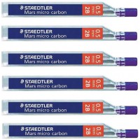 STAEDTLER Recharges de mines pour crayons Mars Micro Carbon 250 0.5mm 2B - Emballage de 6 tubes (72 derivations) 2B