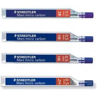 STAEDTLER Mars Micro Carbon 250 0,5 mm - 2B - HB - 2H - Lot de 12 mines