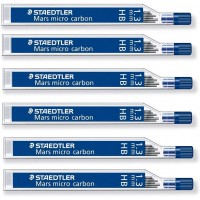 STAEDTLER Mars Micro Carbon 250 1.3mm HB - Recharges de mine - 6 tubes/embouts (36 mines) HB