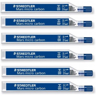 STAEDTLER Mars Micro Carbon 250 1.3mm HB - Recharges de mine - 6 tubes/embouts (36 mines) HB