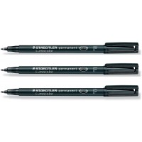 STAEDTLER Lot de 3 Marqueurs permanent"Lumocolor 318F" pointe fine noir