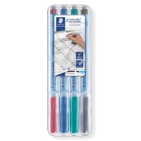 Staedtler Lumocolor Correctable, Feutres non-permanents a  pointe moyenne effacables a  sec, etui chevalet avec 4 feutres assort