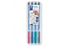 Staedtler Lumocolor Correctable, Feutres non-permanents a  pointe moyenne effacables a  sec, etui chevalet avec 4 feutres assort