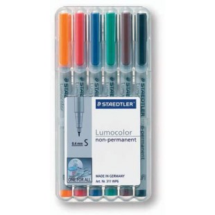 STAEDTLER® Lot de 6 stylos OH Lumocolor® 311, S non permanent, 0,4 mm, couleur de la tige: gris, couleur de l'encre (6 pieces), 