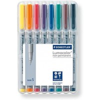 Lumocolor 311 - Etui chevalet STAEDTLER box 8 feutres non-permanents pointe superfine 0,4 mm assortis