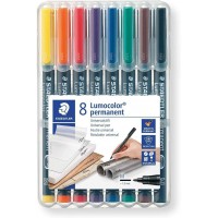 Staedtler Lumocolor 317, Feutres permanents a pointe moyenne pour toutes les surfaces, Sans xylene ni toluene, Set 