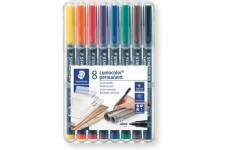 Staedtler Lumocolor 317, Feutres permanents a pointe moyenne pour toutes les surfaces, Sans xylene ni toluene, Set 