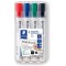 Staedtler 351 B WP4 ST Lumocolor Set de 4 Marqueurs pour tableau blanc effacable a  sec pointe biseautee 2 a  5 mm Couleurs Asso