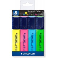 Staedtler 364WP4 Textsurfer Classic, Surligneurs Fluorescents De Haute Qualite Resistants Aux Uv, Pointe Biseautee De 1 a€ 5 Mm,