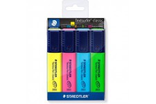 Staedtler 364WP4 Textsurfer Classic, Surligneurs Fluorescents De Haute Qualite Resistants Aux Uv, Pointe Biseautee De 1 a€ 5 Mm,