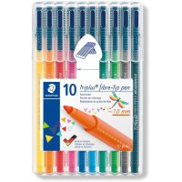 Staedtler Triplus Color, Feutres de coloriage de haute qualite, Pointe moyenne de 1 mm, etui chevalet avec 10 couleurs lumineuse