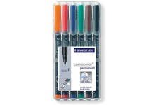 Staedtler Lumocolor 318, Feutres permanents a  pointe fine pour toutes les surfaces, Sans xylene ni toluene, Set de 6 couleurs l